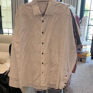 Bertigo  XL White Men's Dress Shirt with Contrast Trim